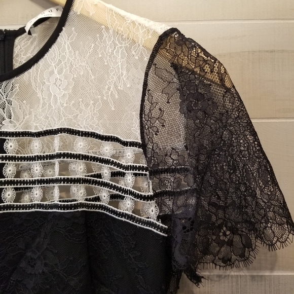 {2} Sandro Paris Rozen Lace Colorblock Dress - Picture 5 of 16